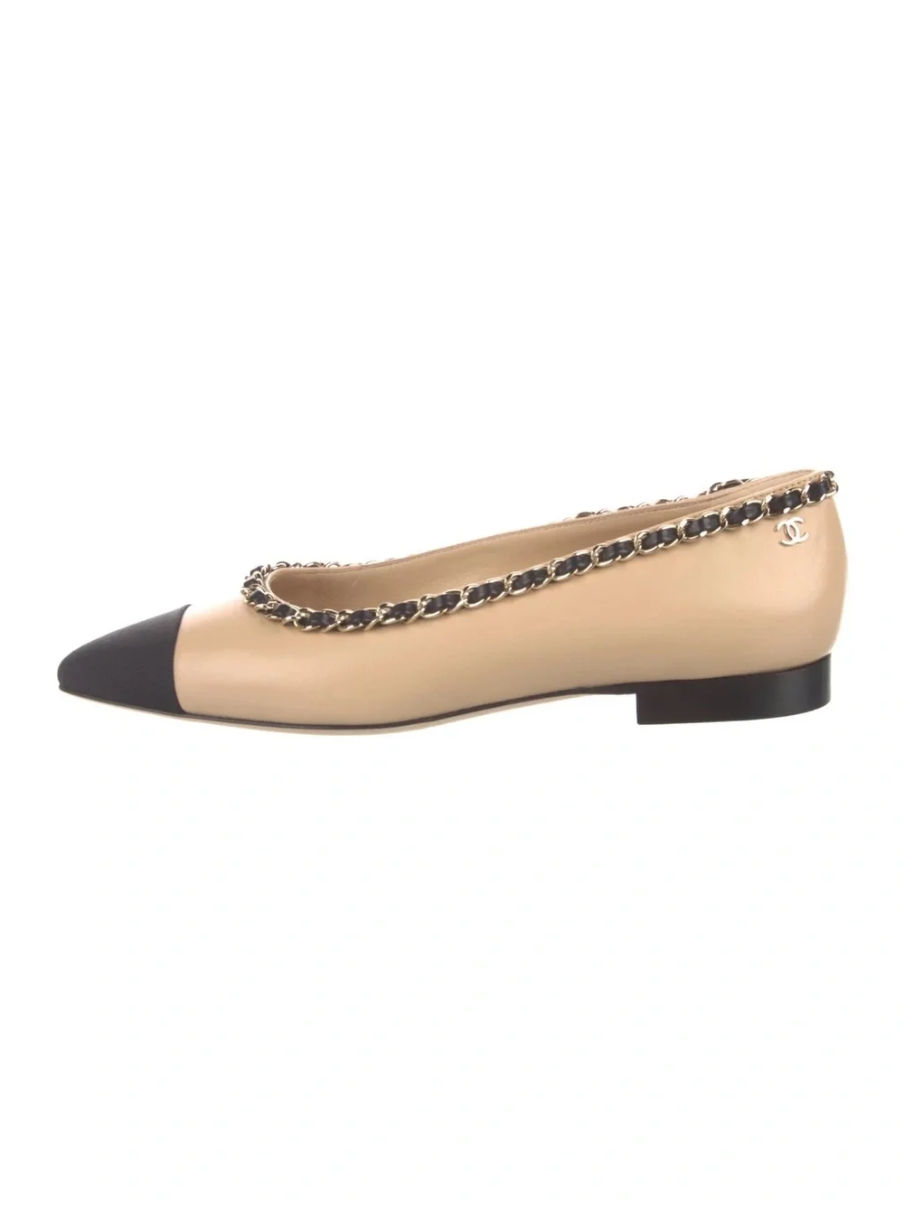 Chanel 2020 Chain Trim CC Logo Ballet Flats